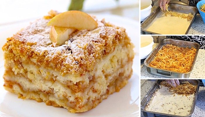 Photo of Gestreuter Tassenkuchen mit Äpfeln