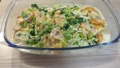 Photo of Putenschnitzel mit Röstis in Lauch – Käsesoße überbacken