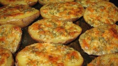 Photo of Überbackene Kartoffelhälften mit Knoblauch, Sahne und Käse