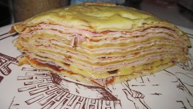 Photo of Pfannkuchen – Turm mit Schinken und Gouda