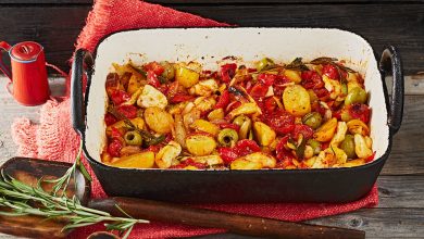 Photo of Mediterranes Ofengemüse mit Halloumi