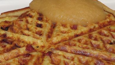 Photo of Herzhafte Kartoffelwaffeln mit Lauch und Dörrfleisch