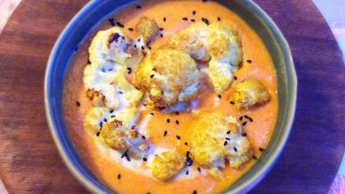 Photo of Vegane Curry-Linsensuppe mit gebackenem Blumenkohl