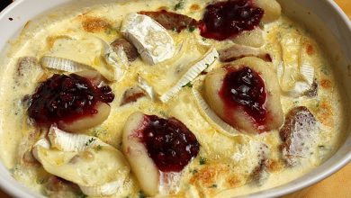 Photo of Schweinefilet-Gnocchi-Birnen-Preiselbeer-Brie-Gratin