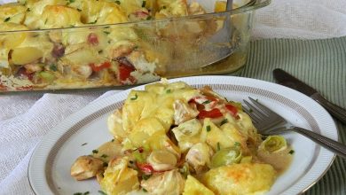 Photo of Gebackene Kartoffeln mit Lauch und Hähnchen