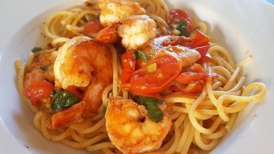 Photo of Spaghetti mit Kirschtomaten und Garnelen