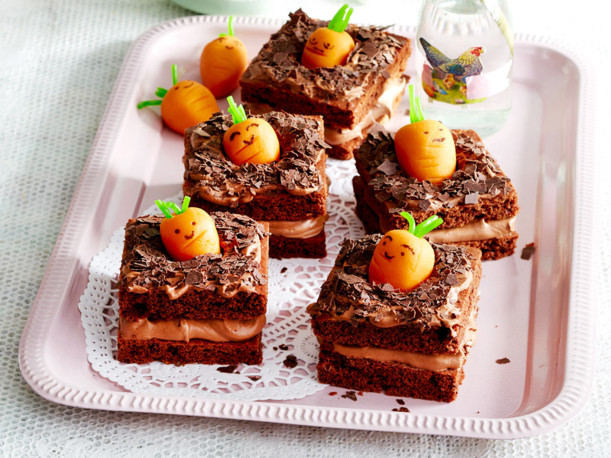 Photo of Schokomousse Schnitten mit Möhrchen
