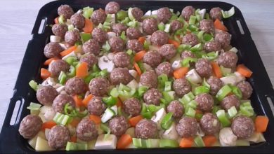 Photo of Gemüse mit hackbällchen aus dem backofen in 15 minuten zubereitet !
