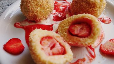 Photo of Erdbeerknödel mit zweierlei Dips