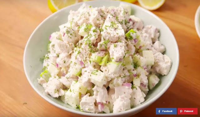 Photo of Rezept: erfrischender Hühnchen Apfel Salat.