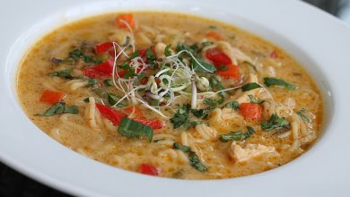 Photo of Pikante Thai Suppe mit Kokos und Hühnchen