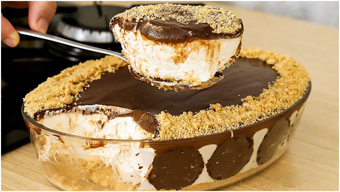 Photo of Butterkeks Dessert mit Quark und Sahne