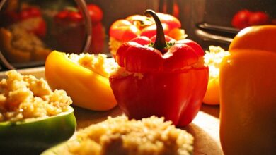 Photo of Paprika mit Geflügel – Curry – Füllung