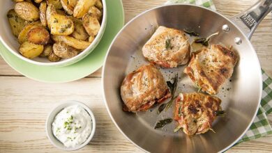 Photo of Salbei-Schnitzelchen mit Ofenkartoffeln