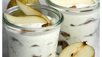 Photo of Birnen-Mascarpone-Dessert mit Karamellkeksen