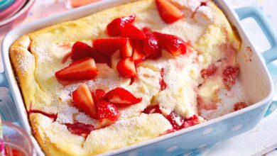 Photo of Quark Grieß Auflauf mit Erdbeeren