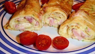 Photo of Pikante Pfannkuchen mit Schinken und Käse