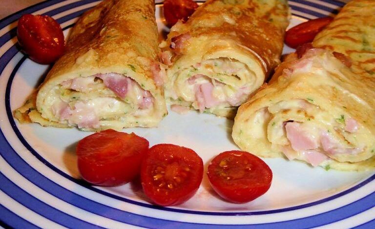 Photo of Pikante Pfannkuchen mit Schinken und Käse