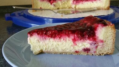 Photo of Pudding-Schmand-Kuchen mit Himbeeren