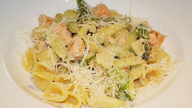 Photo of Orecchiette mit grünem Spargel und Lachs