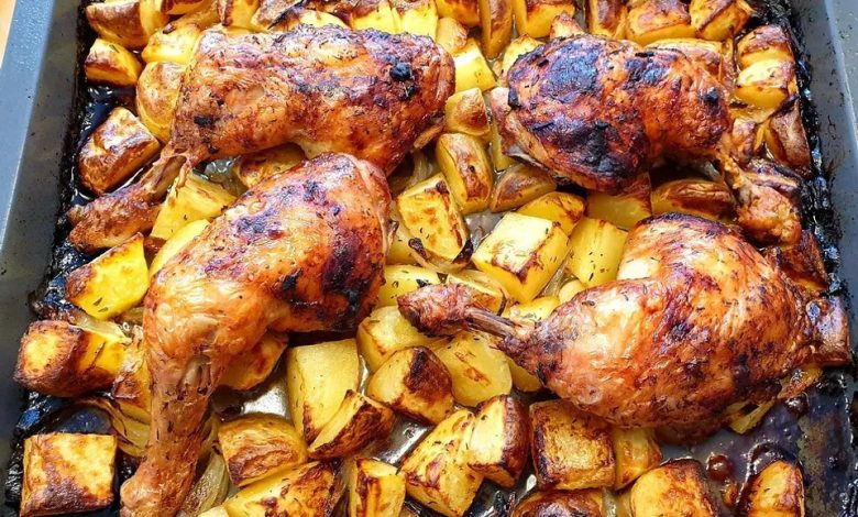 Photo of Knoblauch-Zitronen-Hähnchen mit Ofenkartoffeln