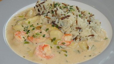 Photo of Spargel und Garnelen in Kokosmilchsauce aus dem Wok