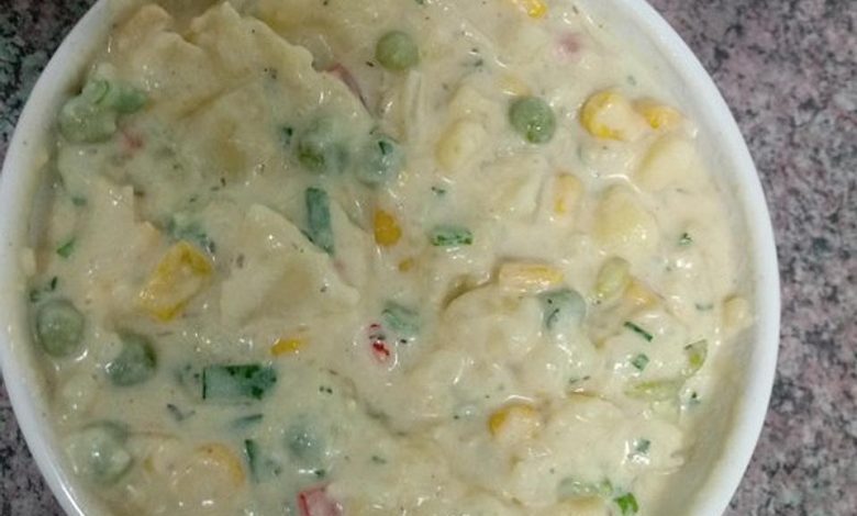 Photo of Pikanter Kartoffelsalat mit viel knackigem Gemüse