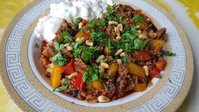 Photo of Orientalische Hackfleischpfanne mit Joghurtdip