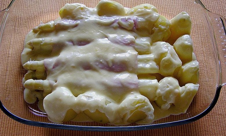 Photo of Spargelgratin mit Schinken und Sauce Hollandaise