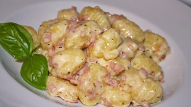 Photo of Gnocchi mit käse knoblauch schinken sosse