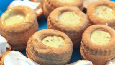 Photo of Vol au vent gefüllt mit Fondue und Artischocken-Paprika-Ratatouille
