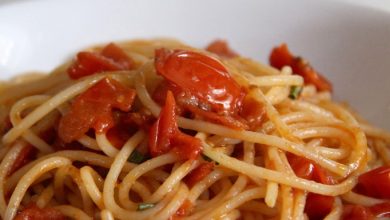 Photo of Spaghetti mit frischen Kirschtomaten (oder Snaps)