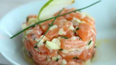 Photo of Vorspeise mit frischem Lachs und grünem Apfel