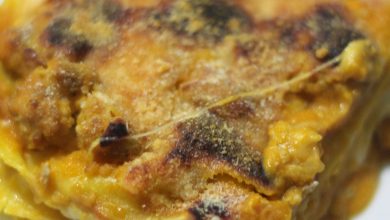 Photo of Gebackene Lasagne mit Kürbiscreme und Fleischbällchen