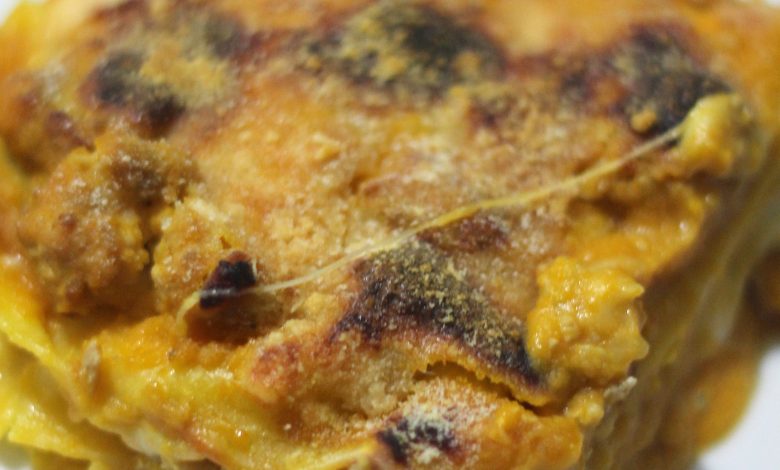 Photo of Gebackene Lasagne mit Kürbiscreme und Fleischbällchen