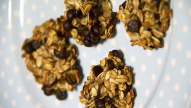 Photo of LEICHTE KEKSE IN 5 MINUTEN mit Hafer, Banane und Schokoladenstückchen