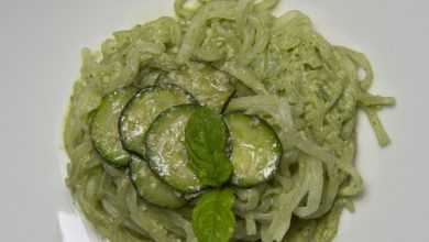 Photo of SHIRATAKI mit ZUCUCHCREME, AVOCADO und SARDELLEN | Superleichte Pasta