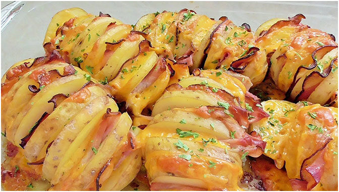 Photo of Fächerkartoffeln mit Schinken und Käse