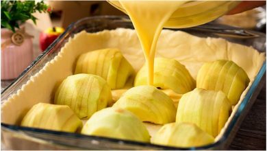 Photo of Apfelkuchen mit Vanillepudding.