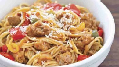 Photo of BACHELOR SPAGHETTI MIT WURST, PFEFFERN UND ZWIEBELN