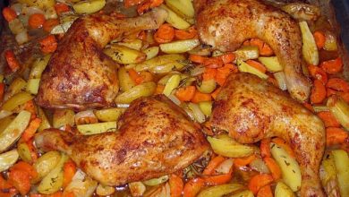 Photo of Hähnchenschenkel mit Ofen-Schmand-Gemüse