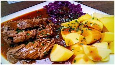 Photo of Rinderburgunderbraten mit Kartoffeln und rotkohl