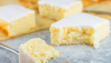 Photo of Einfacher Zitronen-Blechkuchen mit Zuckerguss (vegan)