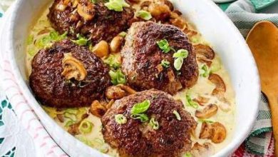 Photo of Ofenfrikadellen in Champignon Rahm, yummy