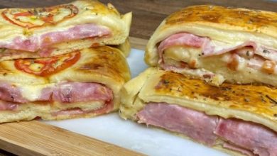 Photo of Blätterteig Strudel mit Schinken und Käse