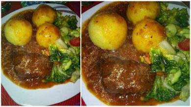 Photo of Schweinebraten mit Knödel und Salat