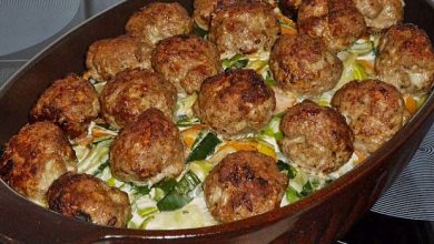 Photo of Kartoffelauflauf mit lauch, hackbällchen und gorgonzola