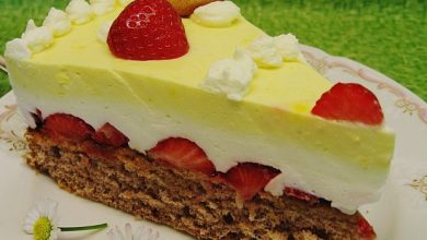 Photo of Erdbeertorte (mit Kakaobiskuit und Joghurt, für eine runde 26 cm Springform oder quadratische Springform 24 x 24 cm)
