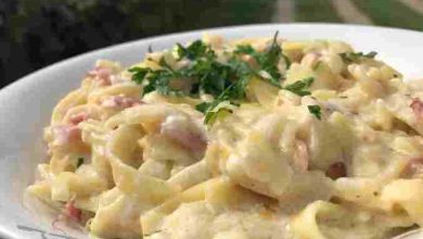 Photo of 15-Minuten-Pasta mit saurer Sahne und Speck