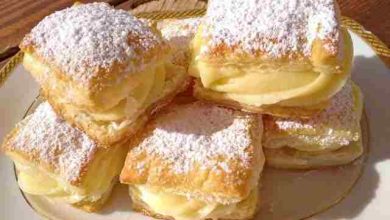 Photo of Blätterteig Teilchen gefüllt mit Vanille